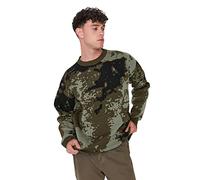 Trendyol Pull Slim à col Rond Camouflage Maillot de survêtement, Kaki, XL Homme