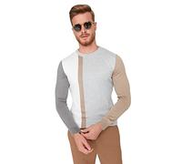 Trendyol Pull Slim à col Rond et Blocs de Couleurs Maillot de survêtement, Gris, M Homme
