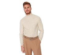 Trendyol Pull Slim uni à col roulé Maillot de survêtement, Beige, M Homme