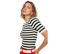 Trendyol Pull tricoté à Rayures ECU Sweater, Ecru, S Femme