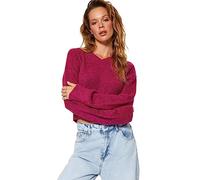 Trendyol Regular fit Basic Crew Neck Knitwear Sweater, Fuchsia, S Femme