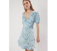 Trendyol Robe bleu clair / jaune / émeraude / blanc, Taille 38