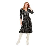 Trendyol Robe boutonnée Noire Fleurie décontractée, 36 Femme