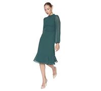Trendyol Robe Droite midi à Manches Longues pour Femme, Vert, 52