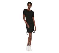 Trendyol Robe en Tricot Side Shirred, Noir, L Femme