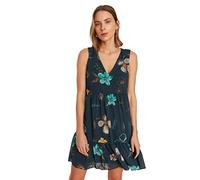 Trendyol Robe pour Femme avec Grande Fleur coupée Bleu Marine Taille 38