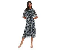 Trendyol Robe tissée Basique à col Bateau pour Femme, Bleu Marine, 52