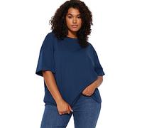 Trendyol Shirt à Manches Courtes pour Femme Grande Taille, Bleu Marine, 4XL