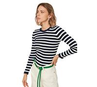 Trendyol Sweat-Shirt Bleu Marine à Rayures, XS Femme