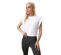 Trendyol T-Shirt Basique en Tricot à col Rond pour Femme Coupe Droite, Blanc, L