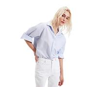 Trendyol T- Shirt Clair à Rayures pour Boyfriend, Bleu Transparent, 38 Femme