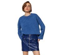 Trendyol T-Shirt décontracté à Manches Longues pour Femme, Indigo, S