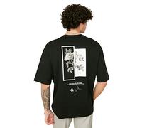 Trendyol T- Shirt Noir à Manches Courtes avec col Rond imprimé pour Homme, XL