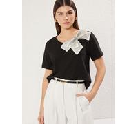 Trendyol T-shirt noir / blanc cassé, Taille XS