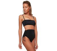 Trendyol Tasse à Taille Haute pour Femme - avec 6 Bas de Bikini - Noir - Taille 34