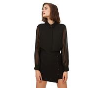 Trendyol tissée à col de Chemise Basique pour Femme Coupe Droite