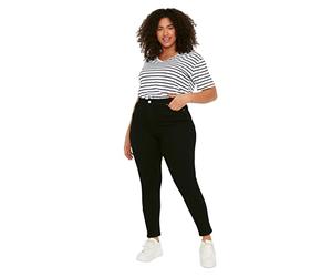 Trendyol Trendyol Damen Gerade Hohe Taille Plus-Size-Jeans, Jeans aux Femmes, Black,