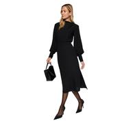 Trendyol TWOAW24EL00851 Robe tissée mi-Longue pour Femme Noir, Noir/Transparent, 34