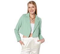 Trendyol Veste Blazer Droite à Manches Longues pour Femme, Green, 38