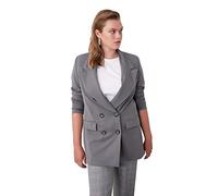 Trendyol Veste Blazer Oversize boutonnée pour Femme, Gris, Gris, 66