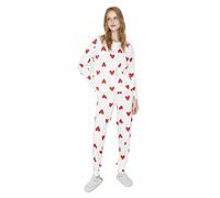 Trendyol White-Hearted Knitted Pyjamas Ensemble de Pijama, Femme