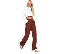 Trendyol Woman High Waist Wide Leg Trousers Pantalons, Marron, 34 Femme