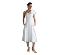 Trendyol Woman Midi Skater Fitted Weaving Dress Robe, Blanc, 42 Femme