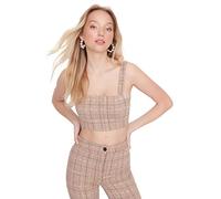 Trendyol Woman Regular Standard Square Collar Woven Blouse Chemise, Beige, 34 Femme