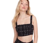 Trendyol Woman Regular Standard Square Collar Woven Blouse Chemise, Black, 34 Femme