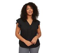 Trendyol Woman Regular Standard V Neck Woven Plus Size Blouse Chemise, Black, 44 Femme