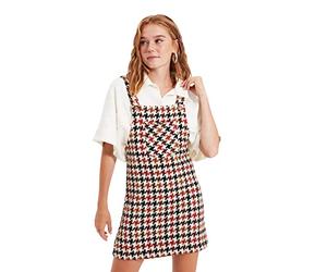 Trendyol Woman Young Midi A-Line Square Collar Woven Dress Robe, Ecru, 40 Femme