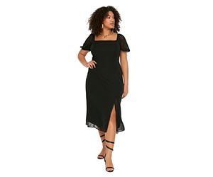Trendyol Women Femmes Midi A-Line Fitted Woven Plus Size Dress, Black, 58