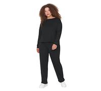 Trendyol Women Plain Knit Blouse-Pants Plus Size Pajamas Set Pyjamas, Black, 2XL (Lot de 2) Femme