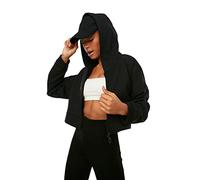 Trendyol Women's Black Crop Knitted Chocard Sweat à Capuche pour Femme M