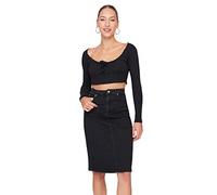 Trendyol Black Midi Jupe en Denim, Noir, 42 Femme