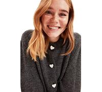 Trendyol Women's Cardigan en Tricot avec Boutons en Forme de cœur Anthracite Taille L