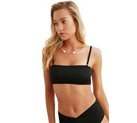 Trendyol Women's Haut de Bikini texturé sans Bretelles Noir Taille 34