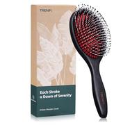 TRENFI Brosse à cheveux double action | Sanglier et poils en nylon pour un démêlage profond et un éclat naturel | Brosse de soins de luxe en noir minuit