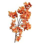 TRENIS One Fake Multi Stem Cherry Blossoms Simulation Autumn for Wedding Home Decorative Artificial Flowers(Orange)