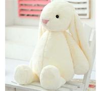 TRENSETGO Peluche douillette lapin Hoppie - Décoration de la maison - Peluche mignonne avec yeux en plastique - Peluche douce pour enfants, garçons et filles, amis, amoureux (blanc) - 30 cm