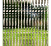 Trente Rideau à perles de différentes tailles et couleurs pour porte de balcon, moustiquaire à perles anti-insectes, champagne, 90 x 200 cm