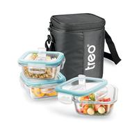 Treo Milton Lot de verres borosilicate carrés de 3 ml, résistant à l'eau, passe au micro-ondes et au four, anti-fuite, couvercle de grille d'aération, résistant aux rayures, idéal