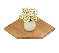TREOAKWIS Étagère d’Angle Flottante en Chêne Rustique avec Extrémité Arrondie Petite étagère d'angle Murale Haut-parleurs, Livres, décorations Étagère d’Angle en Bois (Naturel, 25 CM)
