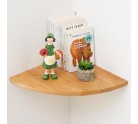 TREOAKWIS Étagère d’Angle Flottante en chêne Rustique avec extrémité Arrondie Petite étagère d'angle Murale Haut-parleurs, Livres, décorations Étagère d’Angle en Bois, cm Rayon (Naturel, 35 cm)