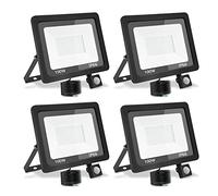 treoir Projecteur LED Exterieur Detecteur de Mouvement 100W, 10000LM, Blanc Chaud 3500k IP66 Étanche Spot LED Extérieur pour jardin,Garage,Cour(Blanc chaud-4pcs, 100W)