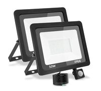 treoir Projecteur LED Exterieur Detecteur de Mouvement 50W, 5000LM Projecteur LED, Blanc Chaud 3500k IP66 Étanche Spot LED Extérieur pour jardin,Garage,Cour(Blanc chaud-2pcs,50W)