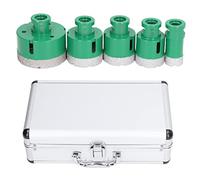 Trepans diamantés, lot de 5, filetage M14, diamètres 25-40 - 45-50 - 68 mm, vert et boîtier aluminium - forage précis et sans éclats, résistant à l'usure, pour carrelage, mar