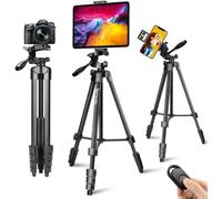 Trépied 152,4 cm pour iPad Pro et iPhone Compatible avec Tablette/iPad Pro 12,9"/Webcam/caméra vidéo, trépied iPad Pro avec télécommande et Sac pour Vlog/vidéo/Photographie