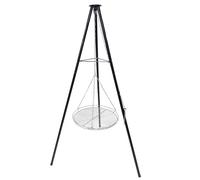 Trépied amovible de 150 cm, avec manivelle, jeu de chaînes et plaque de cuisson en acier inoxydable 304 de 48 cm de diamètre, trépied pour barbecue pivotant, chaudière à goulasch, chaîne réglable en