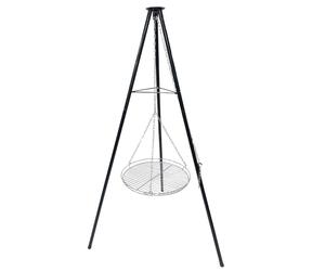 Trépied amovible de 150 cm, avec manivelle, jeu de chaînes et plaque de cuisson en acier inoxydable 304 de 48 cm de diamètre, trépied pour barbecue pivotant, chaudière à goulasch, chaîne réglable en